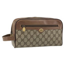 GUCCI GG Supreme Clutch Bag PVC Leather Beige Gold 014 58 6086 Auth bs33434-1