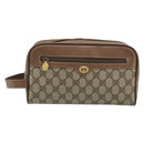 GUCCI GG Supreme Clutch Bag PVC Leather Beige Gold 014 58 6086 Auth bs33434-13