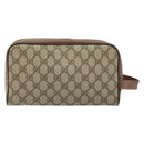 GUCCI GG Supreme Clutch Bag PVC Leather Beige Gold 014 58 6086 Auth bs33434-2