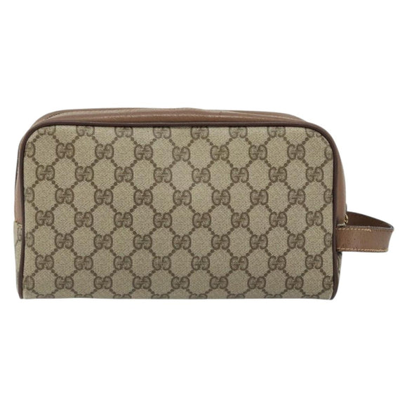 GUCCI GG Supreme Clutch Bag PVC Leather Beige Gold 014 58 6086 Auth bs33434