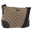 GUCCI GG Canvas Shoulder Bag Beige Silver 114273 Auth bs33435-1
