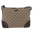 GUCCI GG Canvas Shoulder Bag Beige Silver 114273 Auth bs33435-13