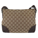 GUCCI GG Canvas Shoulder Bag Beige Silver 114273 Auth bs33435-2