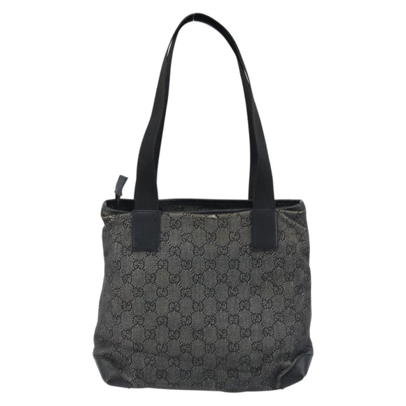 GUCCI GG Canvas Tote Bag Black Silver 28893 Auth bs33436