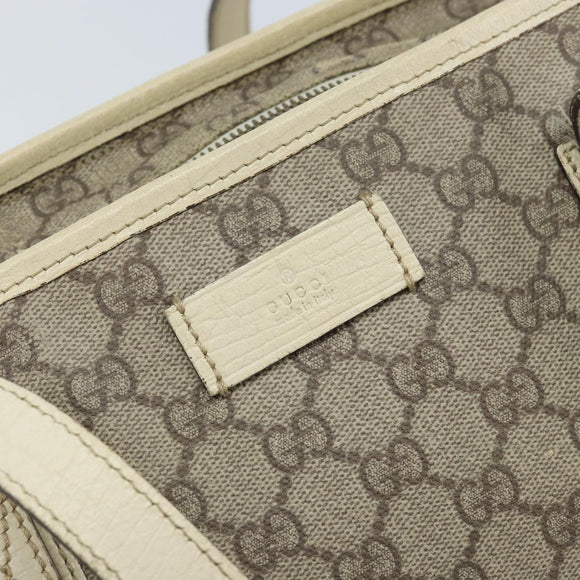 GUCCI GG Supreme Tote Bag PVC Beige Silver 181086 Auth bs33438