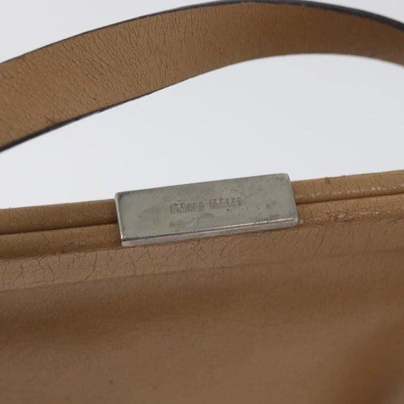 Miu Miu Schoudertas Leer Beige Zilver Auth bs33441