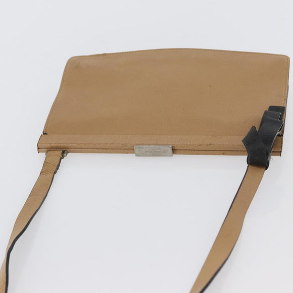 Miu Miu Schoudertas Leer Beige Zilver Auth bs33441