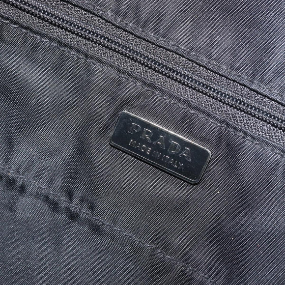 PRADA Hand Bag Nylon Black Silver Auth bs33442