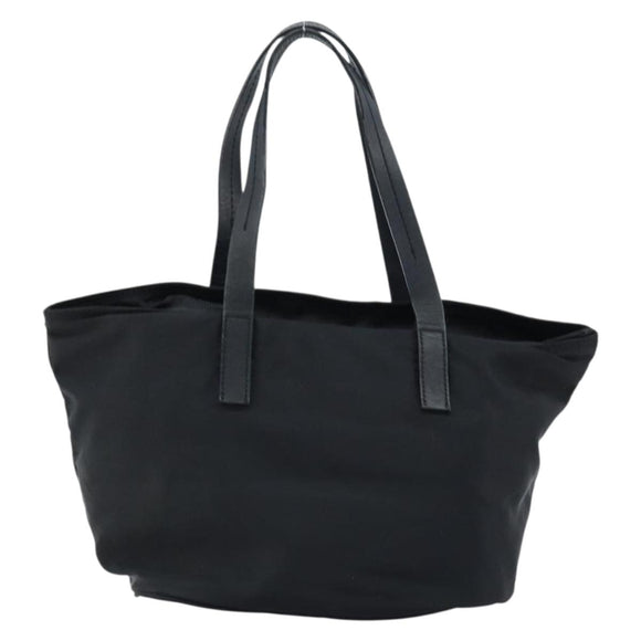 PRADA Hand Bag Nylon Black Silver Auth bs33442