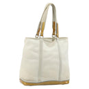 PRADA Hand Bag Canvas White Silver Auth bs33443-1