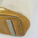 PRADA Hand Bag Canvas White Silver Auth bs33443-9