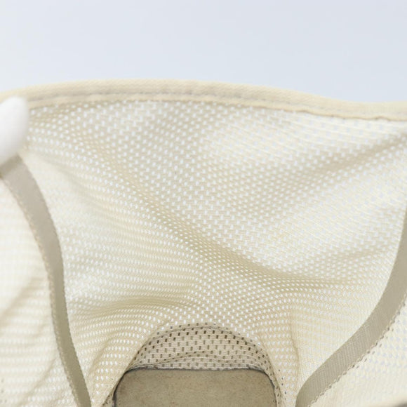 PRADA Hand Bag Canvas White Silver Auth bs33443