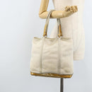 PRADA Hand Bag Canvas White Silver Auth bs33443-18