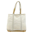 PRADA Hand Bag Canvas White Silver Auth bs33443-13