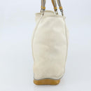 PRADA Hand Bag Canvas White Silver Auth bs33443-4