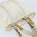PRADA Hand Bag Canvas White Silver Auth bs33443-6
