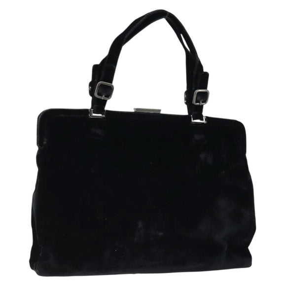 PRADA Hand Bag Velor Black Silver Auth bs33444
