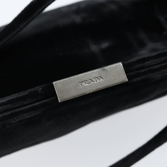 PRADA Hand Bag Velor Black Silver Auth bs33444