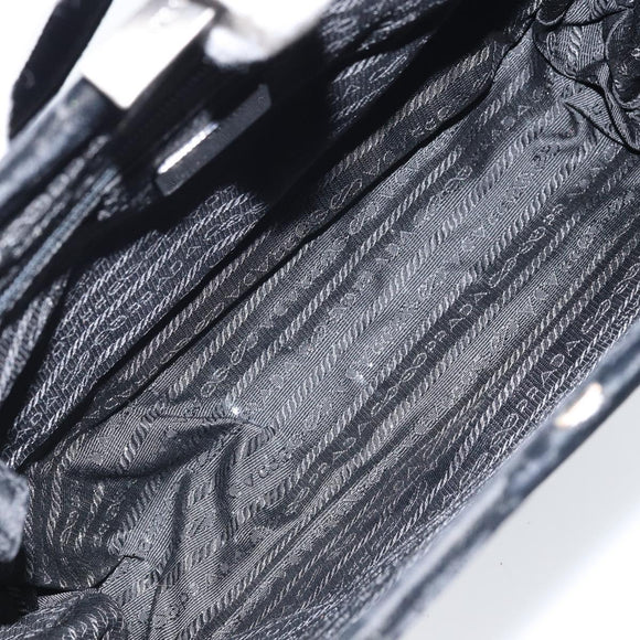 PRADA Hand Bag Velor Black Silver Auth bs33444