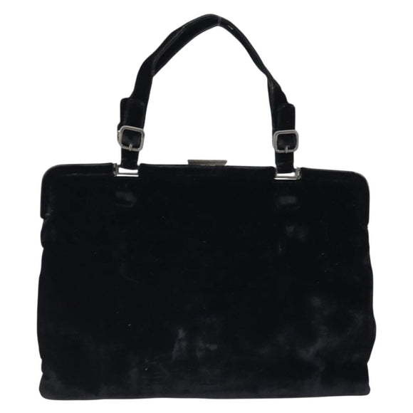 PRADA Hand Bag Velor Black Silver Auth bs33444