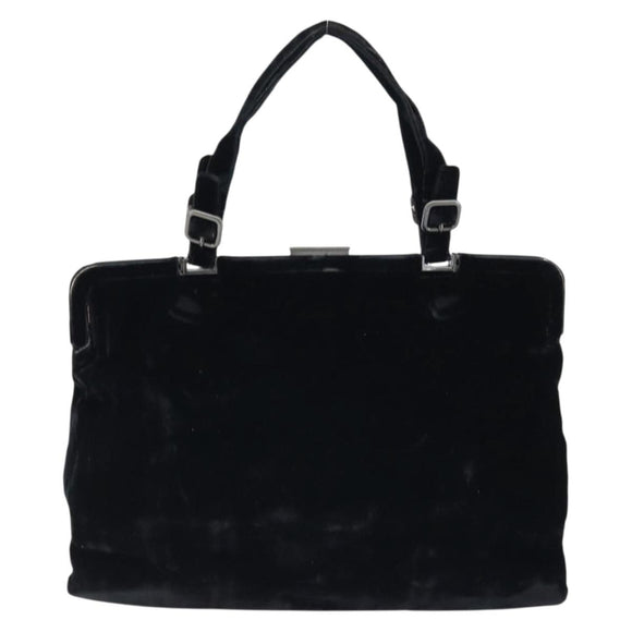 PRADA Hand Bag Velor Black Silver Auth bs33444