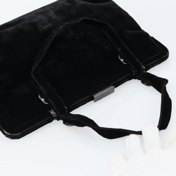 PRADA Hand Bag Velor Black Silver Auth bs33444