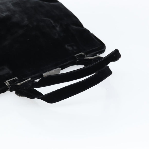 PRADA Hand Bag Velor Black Silver Auth bs33444