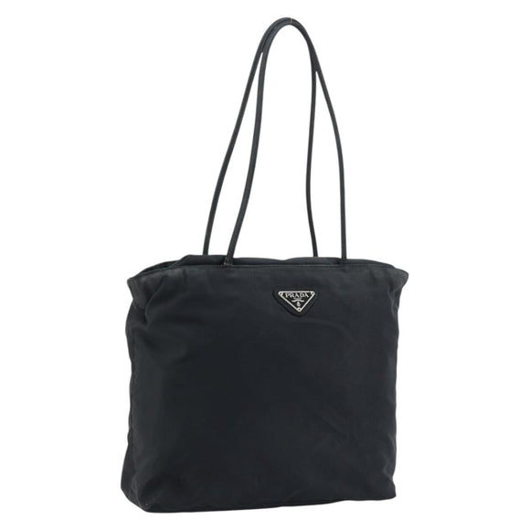 PRADA Hand Bag Nylon Black Silver Auth bs33445