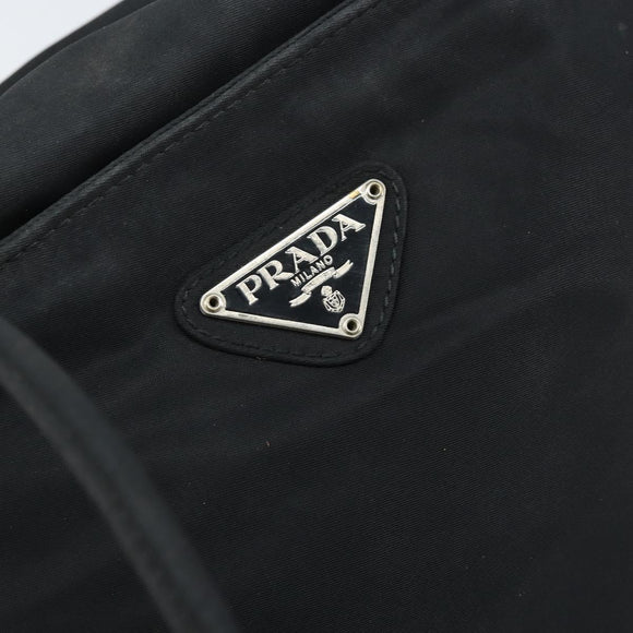 PRADA Hand Bag Nylon Black Silver Auth bs33445
