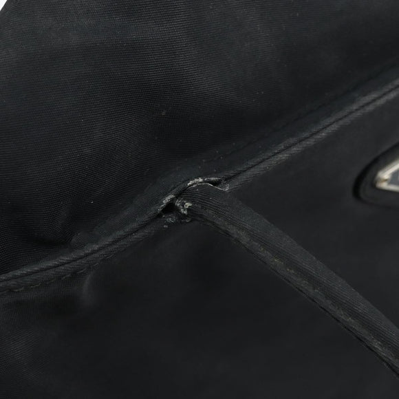 PRADA Hand Bag Nylon Black Silver Auth bs33445