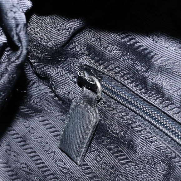 PRADA Hand Bag Nylon Black Silver Auth bs33445