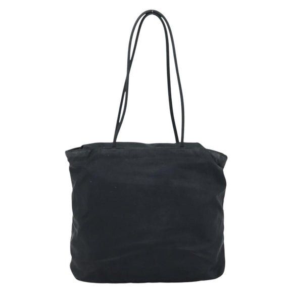 PRADA Hand Bag Nylon Black Silver Auth bs33445
