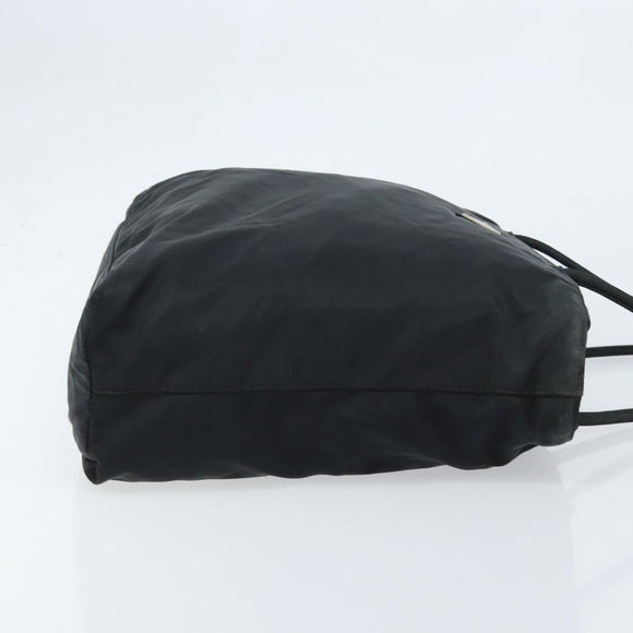 PRADA Hand Bag Nylon Black Silver Auth bs33445