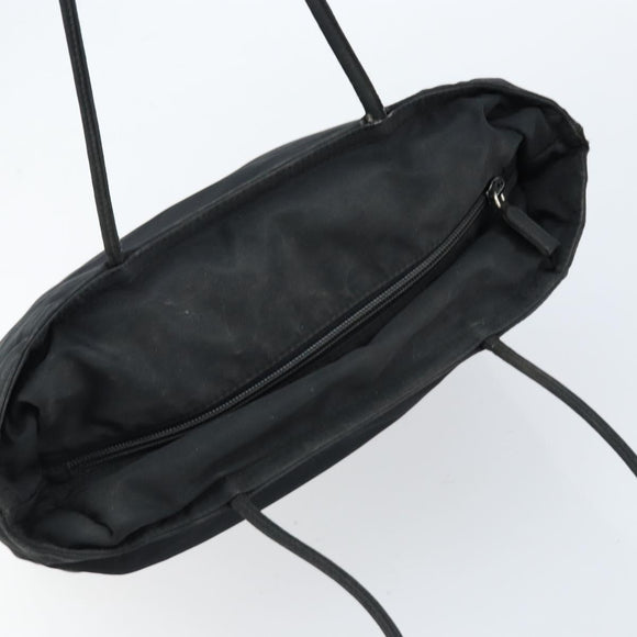PRADA Hand Bag Nylon Black Silver Auth bs33445