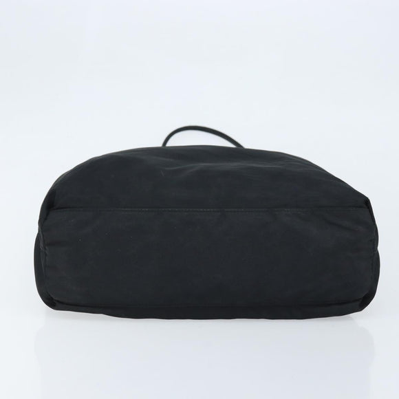 PRADA Hand Bag Nylon Black Silver Auth bs33445