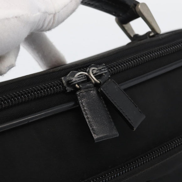 PRADA Hand Bag Nylon Black Silver Auth bs33447