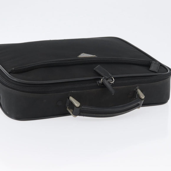 PRADA Hand Bag Nylon Black Silver Auth bs33447