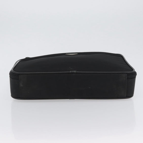PRADA Hand Bag Nylon Black Silver Auth bs33447