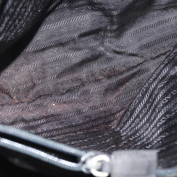 PRADA Hand Bag Nylon Black Silver Auth bs33448