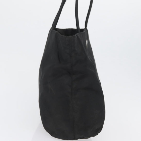 PRADA Hand Bag Nylon Black Silver Auth bs33448
