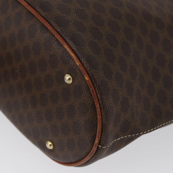 CELINE Macadam Canvas Tote Bag PVC Leather Brown Gold Auth bs33451