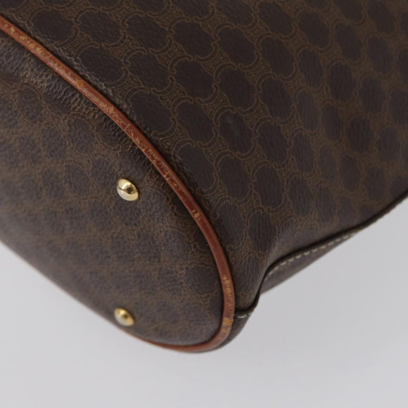 CELINE Macadam Canvas Tote Bag PVC Leather Brown Gold Auth bs33451