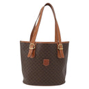 CELINE Macadam Canvas Tote Bag PVC Leather Brown Gold Auth bs33451-2