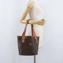CELINE Macadam Canvas Tote Bag PVC Leather Brown Gold Auth bs33451-25