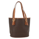 CELINE Macadam Canvas Tote Bag PVC Leather Brown Gold Auth bs33451-3