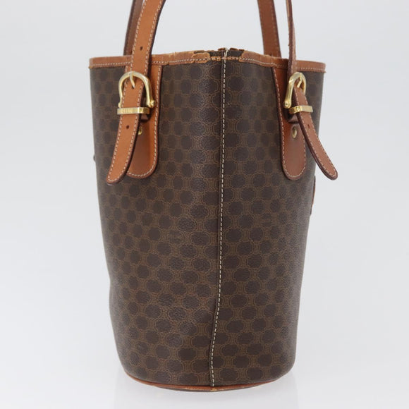CELINE Macadam Canvas Tote Bag PVC Leather Brown Gold Auth bs33451