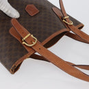 CELINE Macadam Canvas Tote Bag PVC Leather Brown Gold Auth bs33451-7