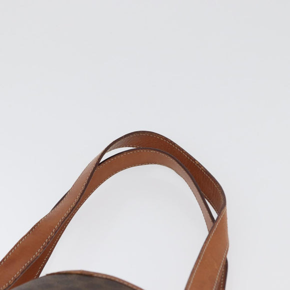 CELINE Macadam Canvas Tote Bag PVC Leather Brown Gold Auth bs33451