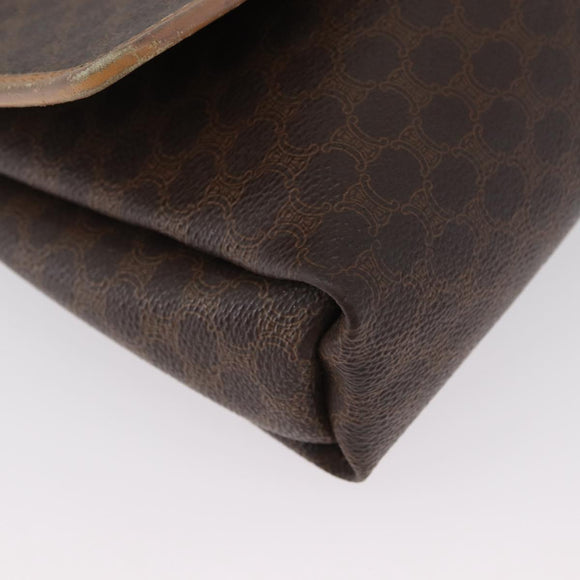 CELINE Macadam Canvas Schoudertas PVC Leer Bruin Goud Auth bs33452