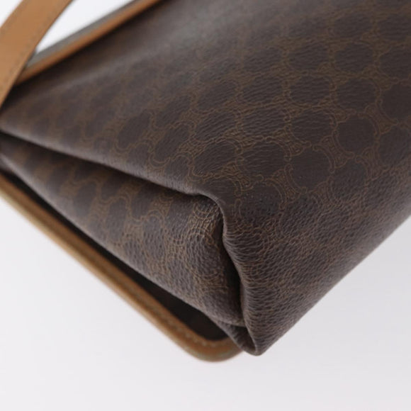 CELINE Macadam Canvas Schoudertas PVC Leer Bruin Goud Auth bs33452